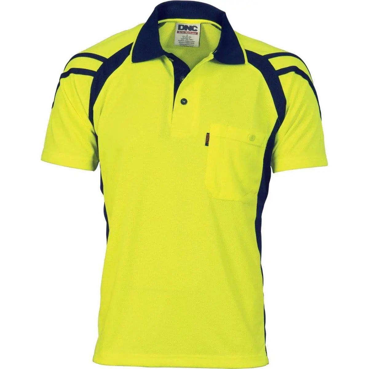 Dnc Workwear Cool Breathe Stripe Panel Short Sleeve Polo Shirt - 3979 Metro Workwear.